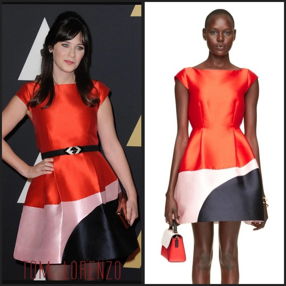Kate Spade Do Wonders Color Block Fit & Flare Dress Red Pink Navy Blue sz 10